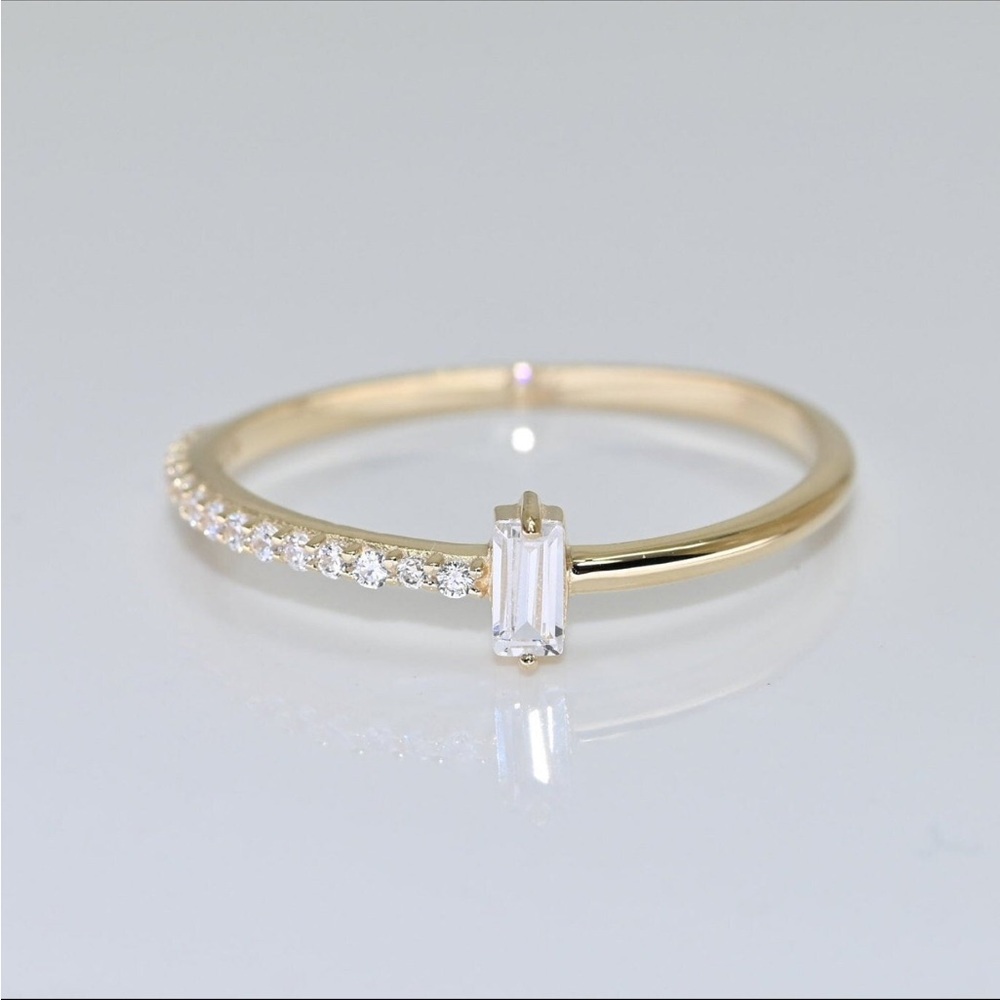 14k Solid Gold Dainty Baguette Ring by Selanica Fine Jewelry